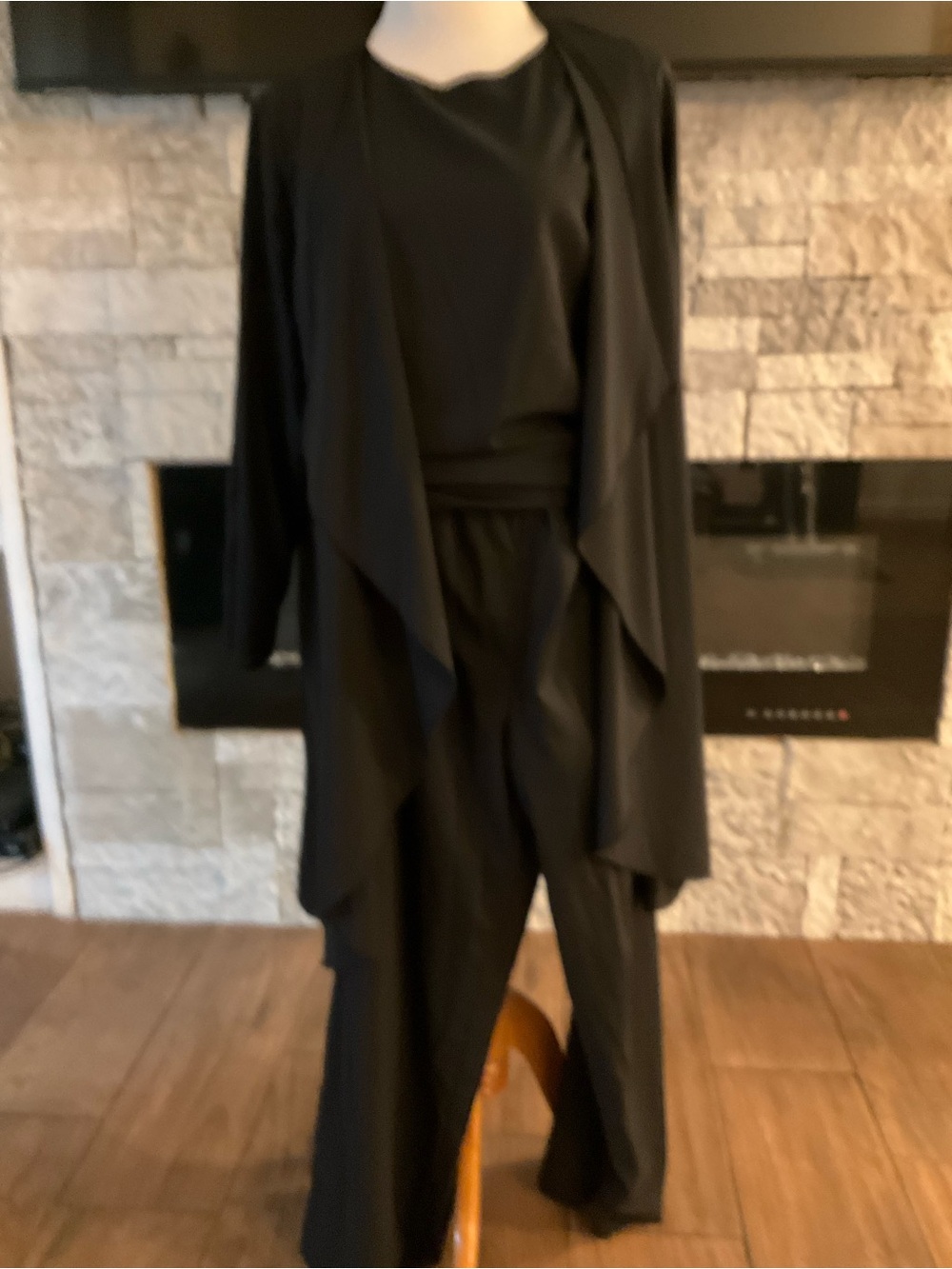 Trendy boutique Black Draped 3 piece Pantsuit Set Size M